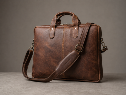 Premium Genuine Leather Laptop Bag for 14 Inch Laptop | Lightweight Office Briefcase | CAWNPORE CO.