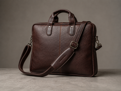 Premium Genuine Leather Laptop Bag for 14 Inch Laptop | Lightweight Office Briefcase | CAWNPORE CO.