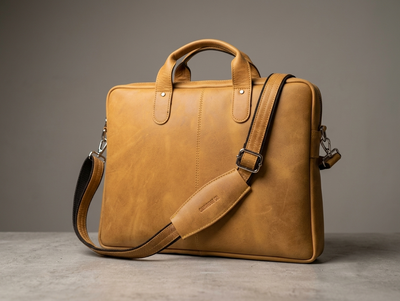 Premium Genuine Leather Laptop Bag for 14 Inch Laptop | Lightweight Office Briefcase | CAWNPORE CO.