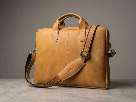 Premium Genuine Leather Laptop Bag for 14 Inch Laptop | Lightweight Office Briefcase | CAWNPORE CO.