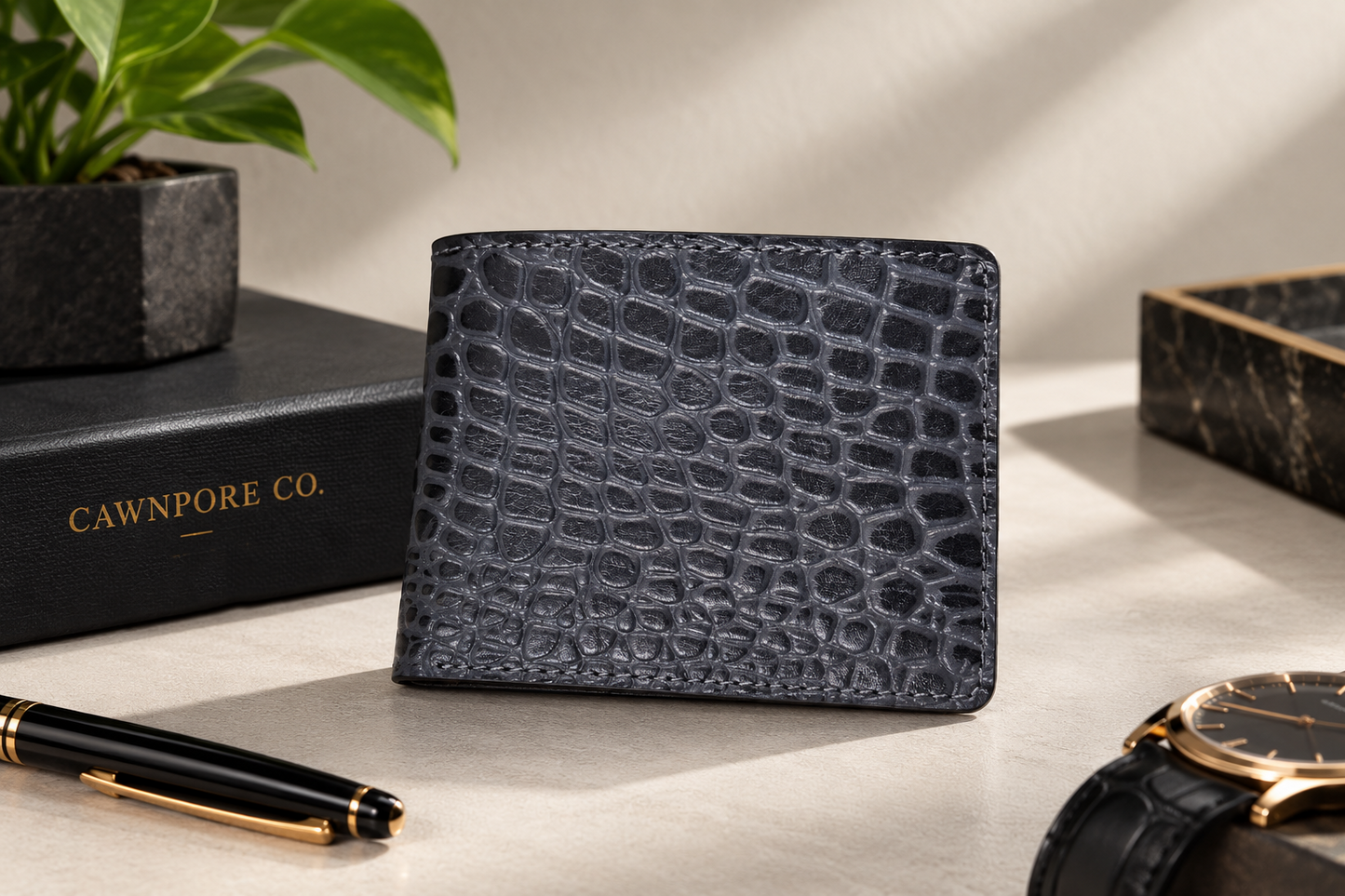 NOIRVEX - Croc Luxe Bifold Wallet