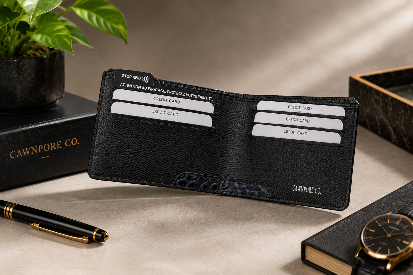 NOIRVEX - Croc Luxe Bifold Wallet