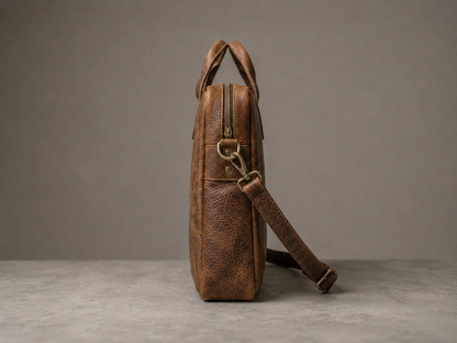 Premium Genuine Leather Laptop Bag for 14 Inch Laptop | Lightweight Office Briefcase | CAWNPORE CO.