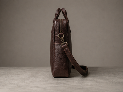 Premium Genuine Leather Laptop Bag for 14 Inch Laptop | Lightweight Office Briefcase | CAWNPORE CO.