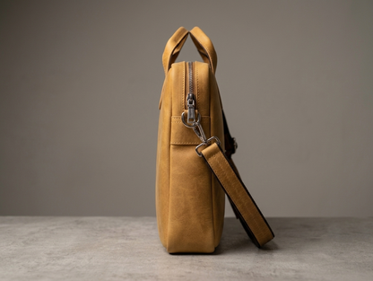 Premium Genuine Leather Laptop Bag for 14 Inch Laptop | Lightweight Office Briefcase | CAWNPORE CO.